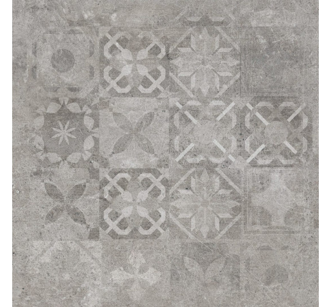 Плитка керамогранітна Softcement Silver Decor Patchwork RECT 597x597x8 Cerrad