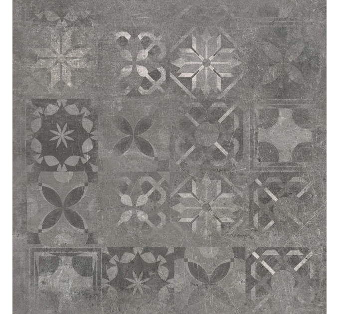Плитка керамогранітна Softcement Graphite Decor Patchwork RECT 597x597x8 Cerrad