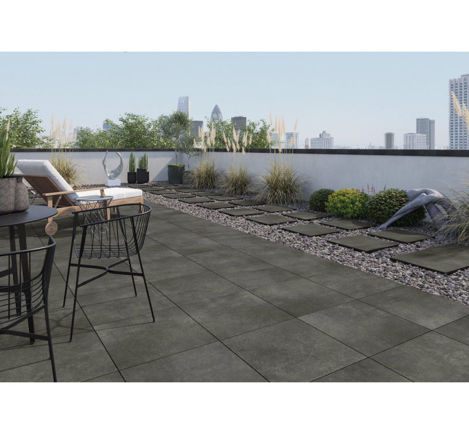 Плитка керамогранітна Stratic Anthracite 2.0 RECT 597x597x20 Cerrad