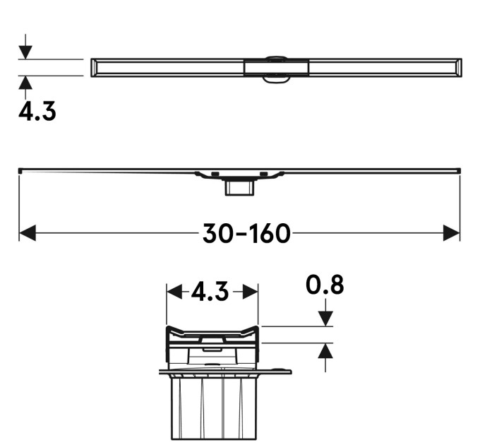 Решітка для душового каналу CleanLine 20 L30-160 154.453.KS.1 Geberit