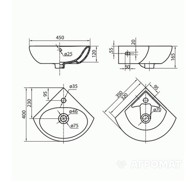 Умивальник 35 RUNA L82735000 Kolo