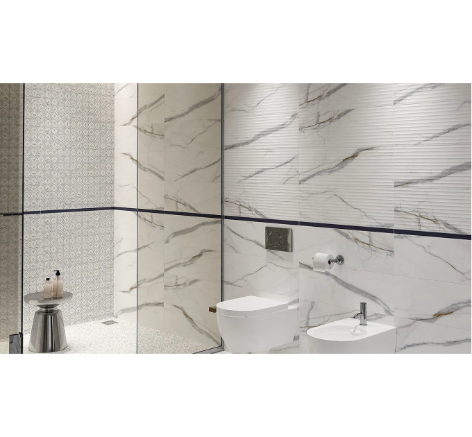 Плитка стінова Blumarine White SATIN STR 250x750x10 Opoczno