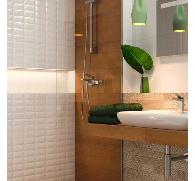 Плитка стінова White GLOSSY 25x75 код 3114 Опочно