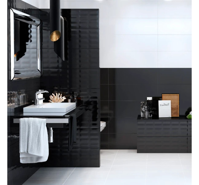 Плитка стінова Black GLOSSY 25x75 код 1615 Опочно