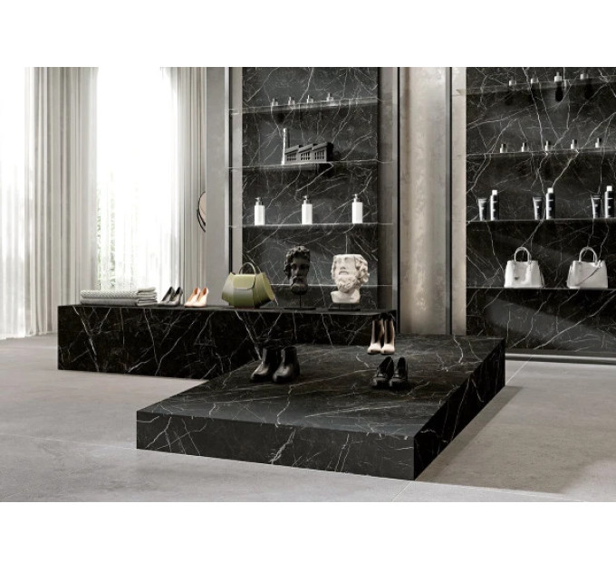 Плитка керамогранітна Desire Tri-D Black Spiek Kwarc SOFT 1600x3200x20 Paradyz