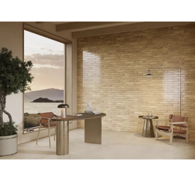 Плитка стінова Monpelli Beige Mix Cegielka STR Блиск 65x298 Paradyz