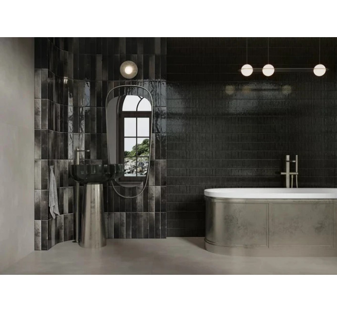 Плитка стінова Monpelli Black Mix Cegielka STR Блиск 65x298 Paradyz