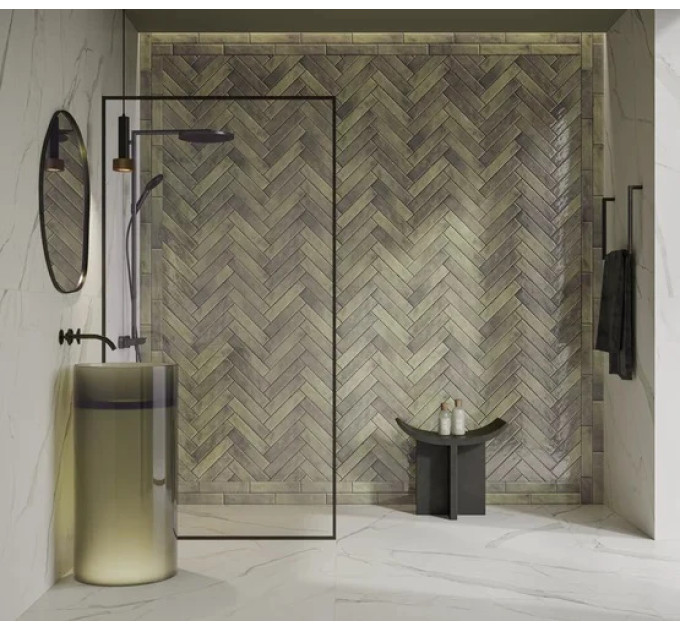 Плитка стінова Monpelli Olive Mix Cegielka STR Блиск 65x298 Paradyz