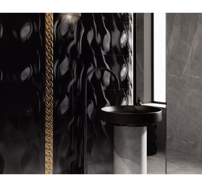 Плитка стінова Night Queen Black RECT Блиск 39,8x119,8