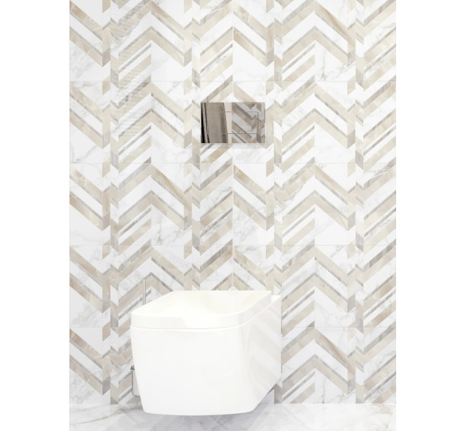 Плитка стінова Marmo Bianco шеврон 300x600x9 Golden Tile