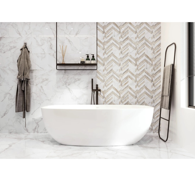 Плитка стінова Marmo Bianco шеврон 300x600x9 Golden Tile
