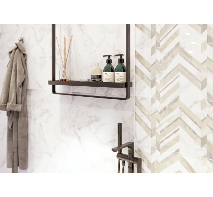 Плитка стінова Marmo Bianco шеврон 300x600x9 Golden Tile