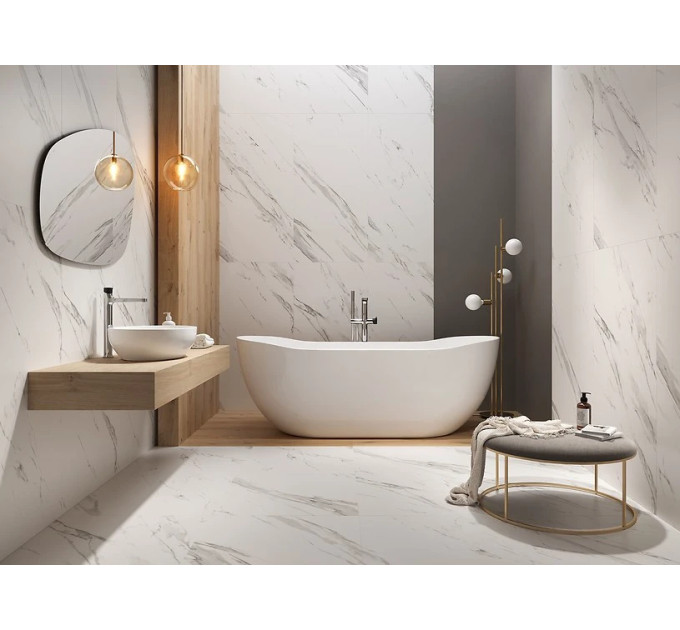 Плитка керамогранітна Calacatta Mistari White RECT 598x1198x8 Cersanit