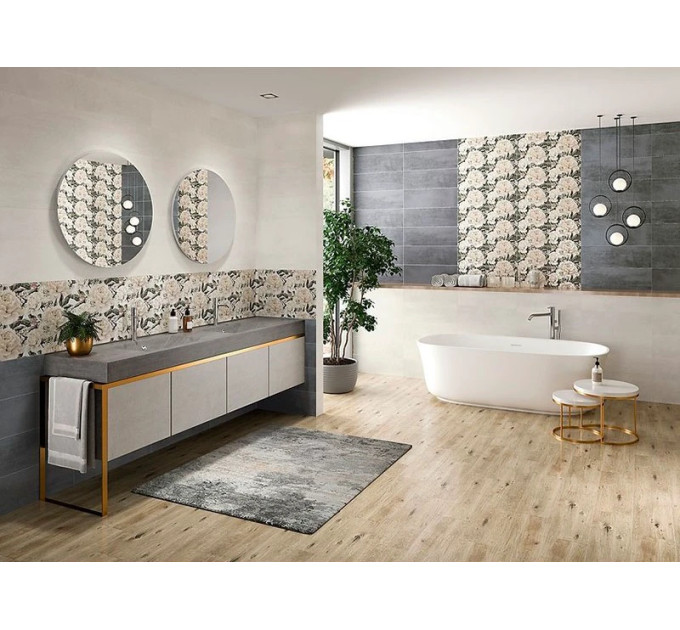 Плитка стінова Gracia Grey Flower SAT 200x600x8,5 Cersanit