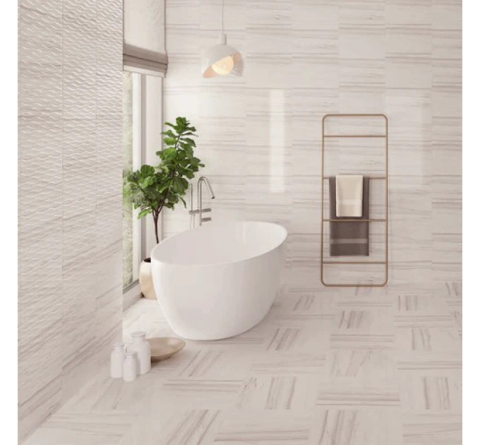 Плитка стінова Teri White GLOSSY STR 25x40 код 1565 Церсаніт