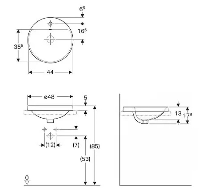 Умивальник VariForm 48 (500.705.01.2) Geberit