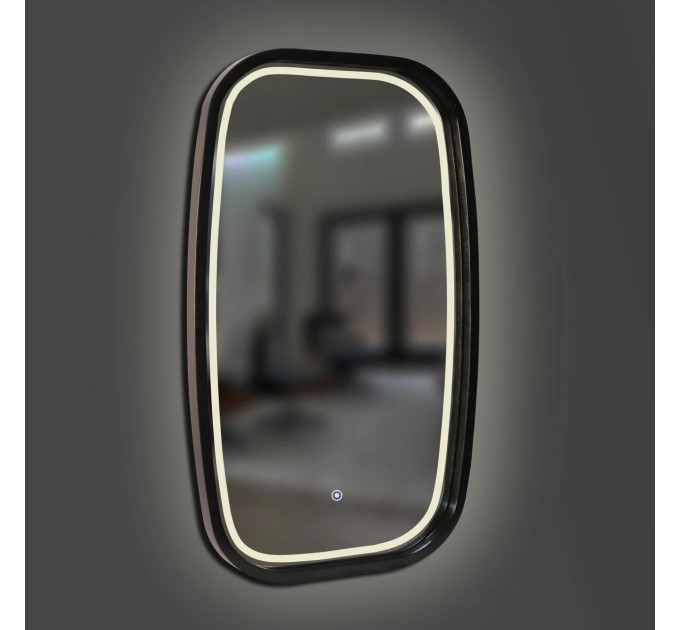 Дзеркало New Art Slim LED 450x750 Black Luxury Wood