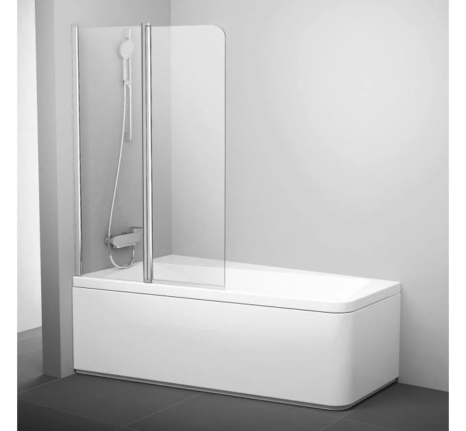 Шторка для ванни двохелементна 10CVS2-100 L Transparent, (7QLA0C03Z1) RAVAK