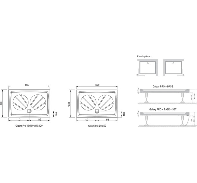 Душовий піддон GIGANT PRO 120x80, RAVAK