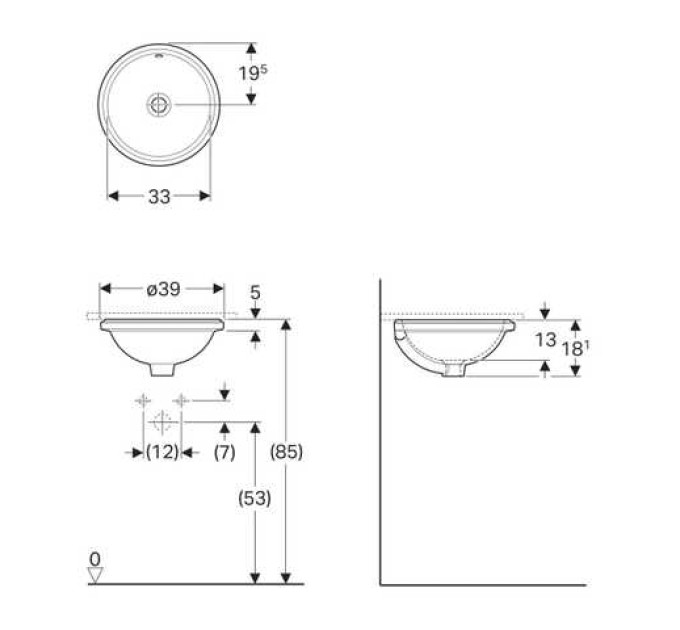 Умивальник VariForm 39 (500.745.01.2) Geberit