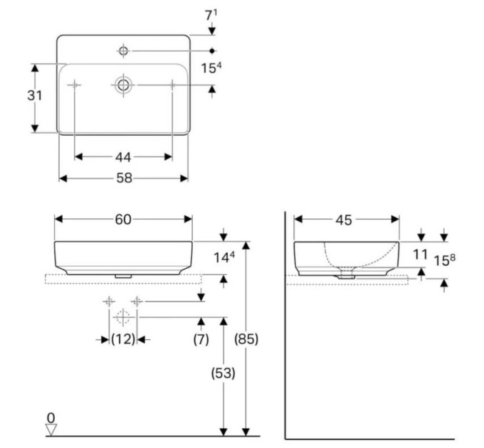Умивальник VariForm 60 (500.780.01.2) Geberit