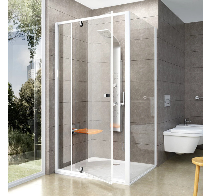Душові двері двоелементні Pivot PDOP2-120 Transparent, (03GG0100Z1) RAVAK