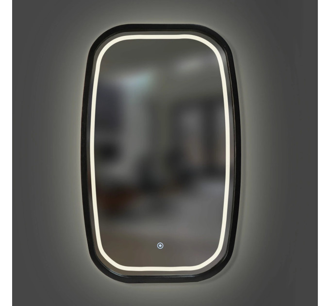 Дзеркало New Art Slim LED 550x850 Black Luxury Wood