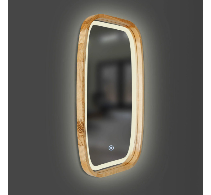Дзеркало New Art Slim LED 450x750 Natural Light Luxury Wood