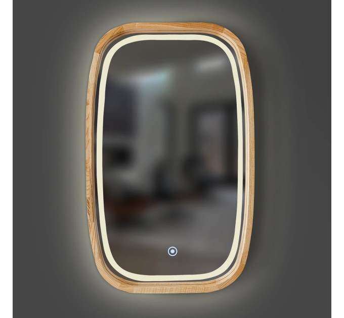 Дзеркало New Art Slim LED 450x750 Natural Light Luxury Wood