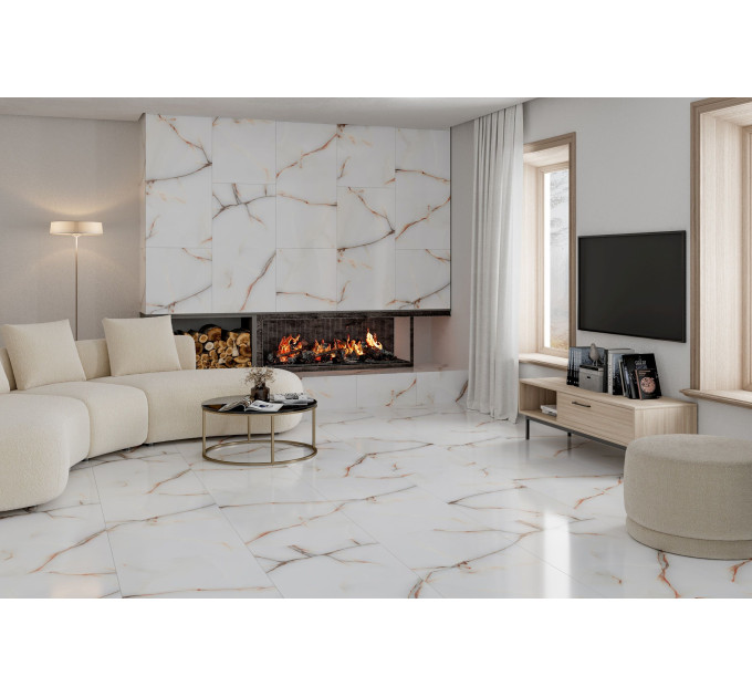 Плитка керамогранітна ON0990 Onyx Oro білий 600x1200x8 Golden Tile
