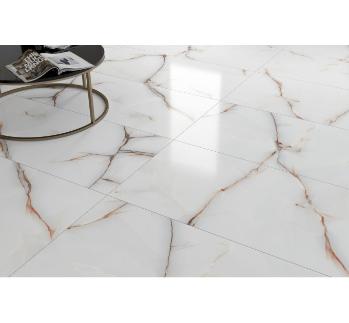 Плитка керамогранітна ON0990 Onyx Oro білий 600x1200x8 Golden Tile
