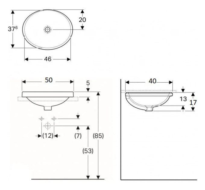 Умивальник VariForm 50 (500.711.01.2) Geberit