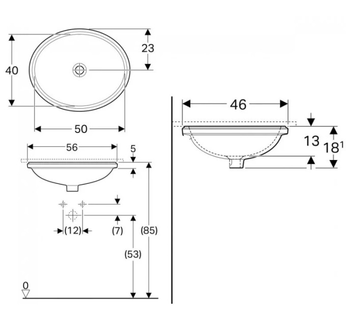 Умивальник VariForm 50 (500.755.01.2) Geberit