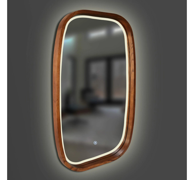 Дзеркало New Art Slim LED 550x850 Cognac Luxury Wood