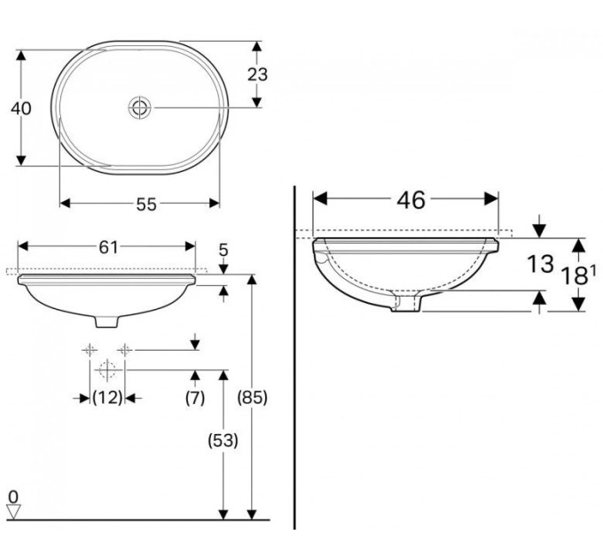 Умивальник VariForm 55 (500.759.01.2) Geberit