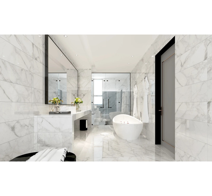 Плитка керамогранітна Calacatta Extra білий RECT 600x1200x10 Golden Tile