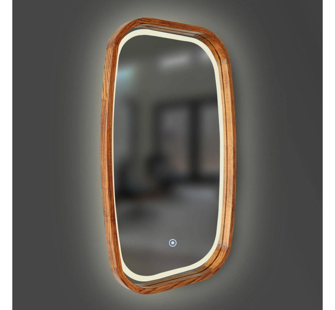 Дзеркало New Art Slim LED 450x750 Mahogany Luxury Wood
