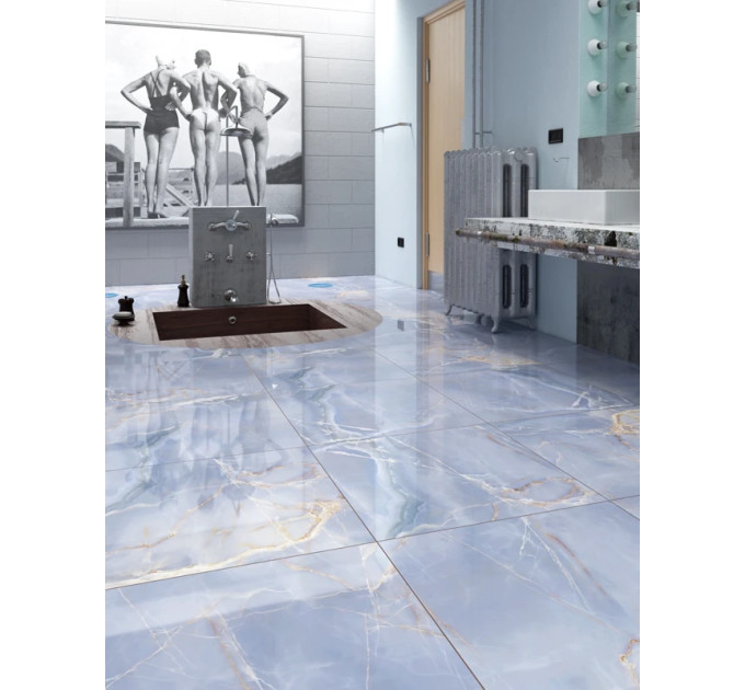 Плитка підлогова 7А3510 Onyx Blue Блакитний 60,7x60,7 код 4963 Голден Тайл