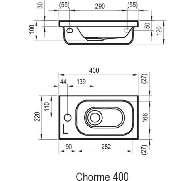 Умивальник CHROME Mini L, RAVAK