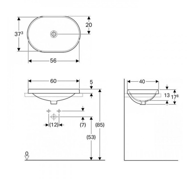 Умивальник VariForm 60 (500.731.01.2) Geberit
