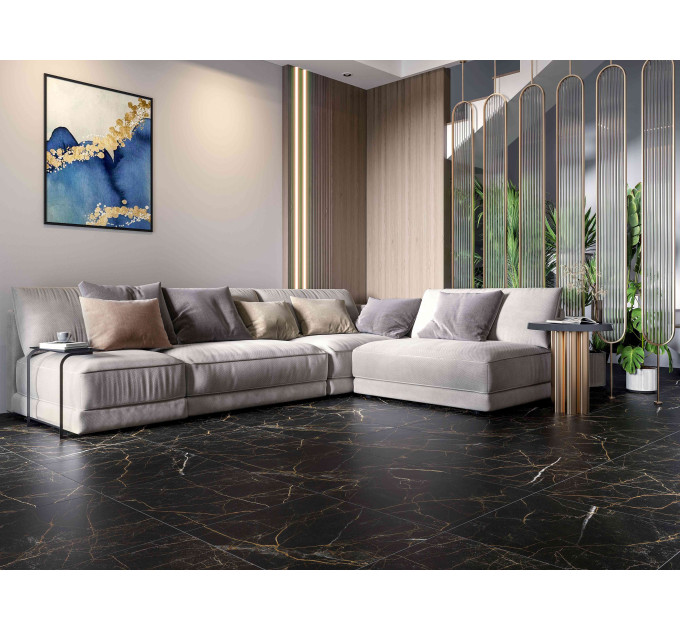 Плитка керамогранітна MPС580 Marmo Perlanera чорний 600х600х8 Golden Tile
