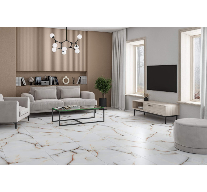 Плитка керамогранітна ON0580 Onyx Oro білий 600х600х8 Golden Tile
