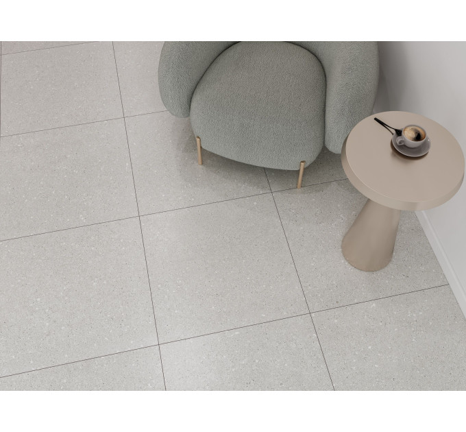 Плитка керамогранітна PLG580 Pebbles Light світло-сірий б'янко 600х600х8 Golden Tile
