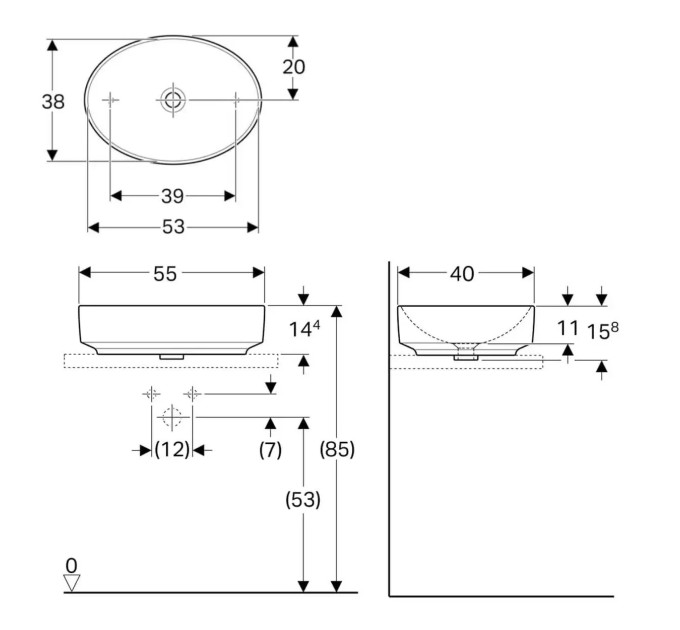 Умивальник VariForm 55 (500.771.01.2) Geberit