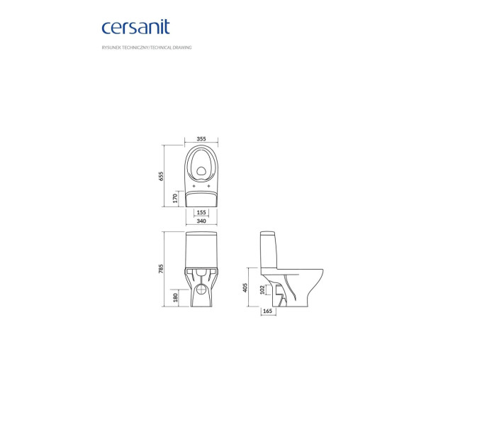 Компакт 667 Moduo Clean On 011 з кришкою дюропласт Slim soft-close Cersanit