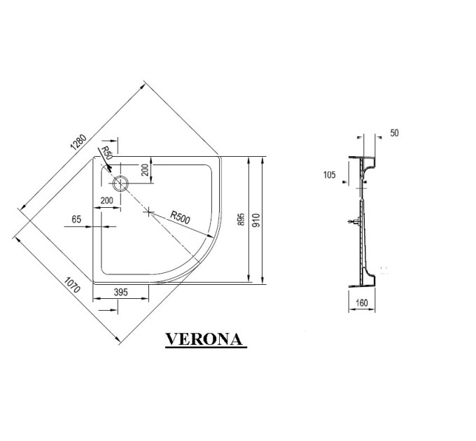Душовий піддон VERONA 90 ST, RAVAK