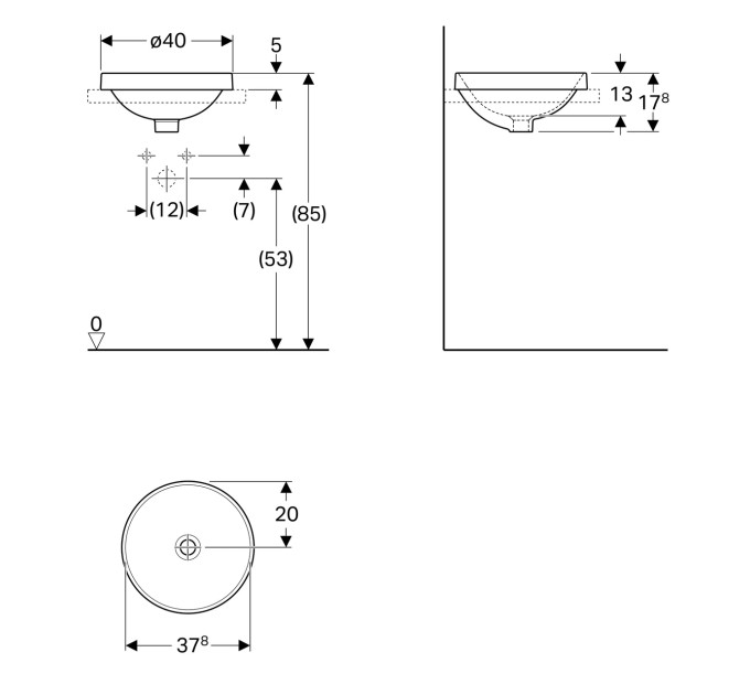 Умивальник VariForm 40 (500.703.01.2) Geberit