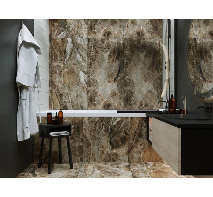 Плитка керамогранітна Vesuvio коричевий RECT 600x1200x10 Golden Tile