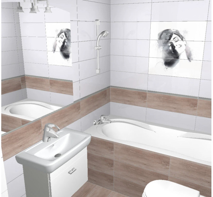 Плитка стінова White GLOSSY 20x60 код 8030 Церсаніт