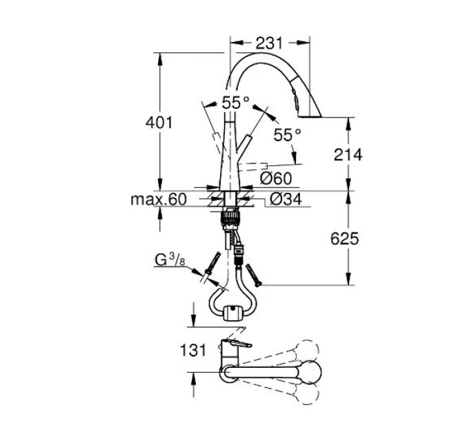 Змішувач для кухні Zedra (32294002), Grohe